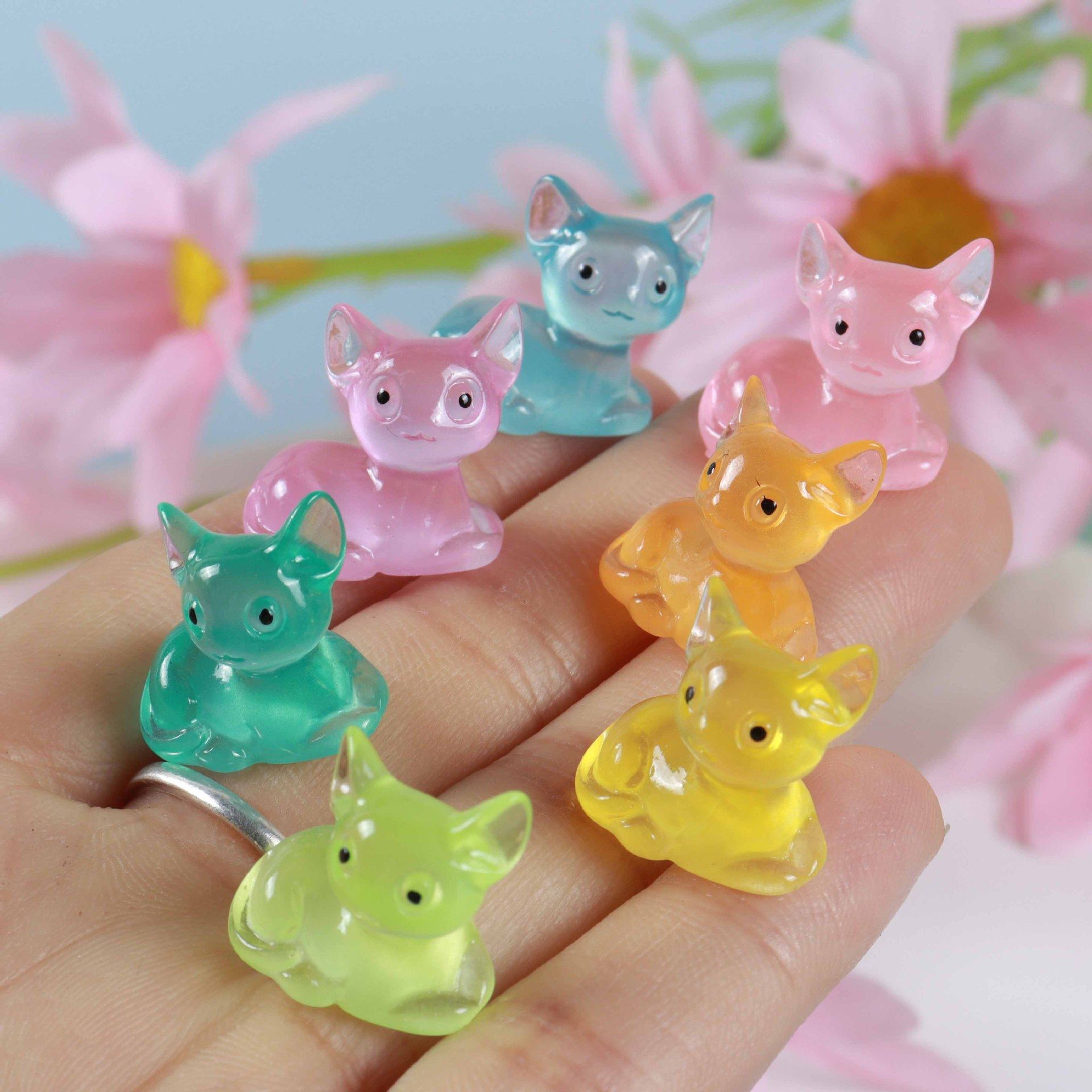 多肉植物装饰小摆件花盆diy微观苔藓造景猫咪仿真夜光小动物模型