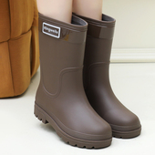 女雨鞋 女士软底水鞋 防滑耐磨时尚 中筒雨靴加绒加厚防水厨房工作鞋