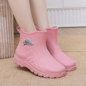 短筒雨鞋 女 软底水靴防滑洗车鞋 女加绒时尚 雨靴成人防水厨房工作鞋