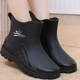 胶鞋 加绒雨鞋 耐磨防水厨房工作鞋 雨靴成人水鞋 短筒水靴 女防滑时尚