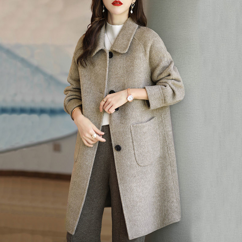 休闲毛呢外套2025新款今年流行爆款女士冬装夹棉加厚洋气呢子大衣