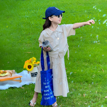 女童夏日裙子套装2025新款女孩海边度假沙滩长裙儿童高级感两件套
