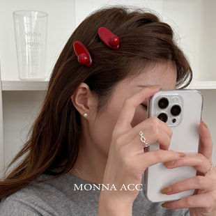 安可拉红气质樱桃珠珠公主蛋夹醋酸刘海边夹 秋冬新款 E3567 单只装