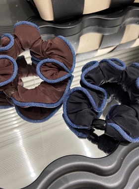 E5024彩色包边黑色褶皱发圈高弹力百搭丸子头发绳韩国马尾头绳女