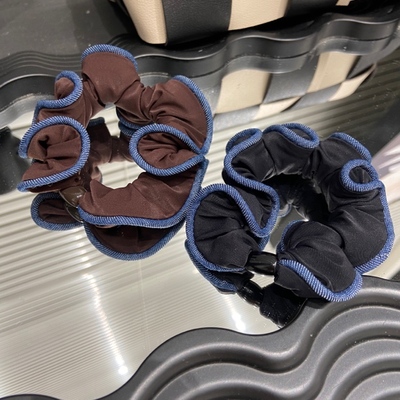 E5024彩色包边黑色褶皱发圈高弹力百搭丸子头发绳韩国马尾头绳女