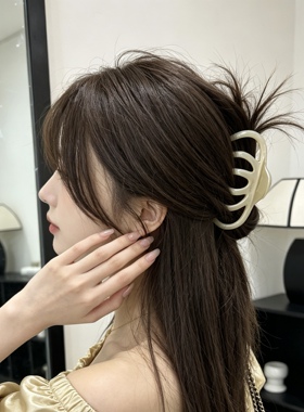 A0308 巨能抓南瓜夹13cm发量多抓夹大号奶油质感发夹女后脑勺优雅