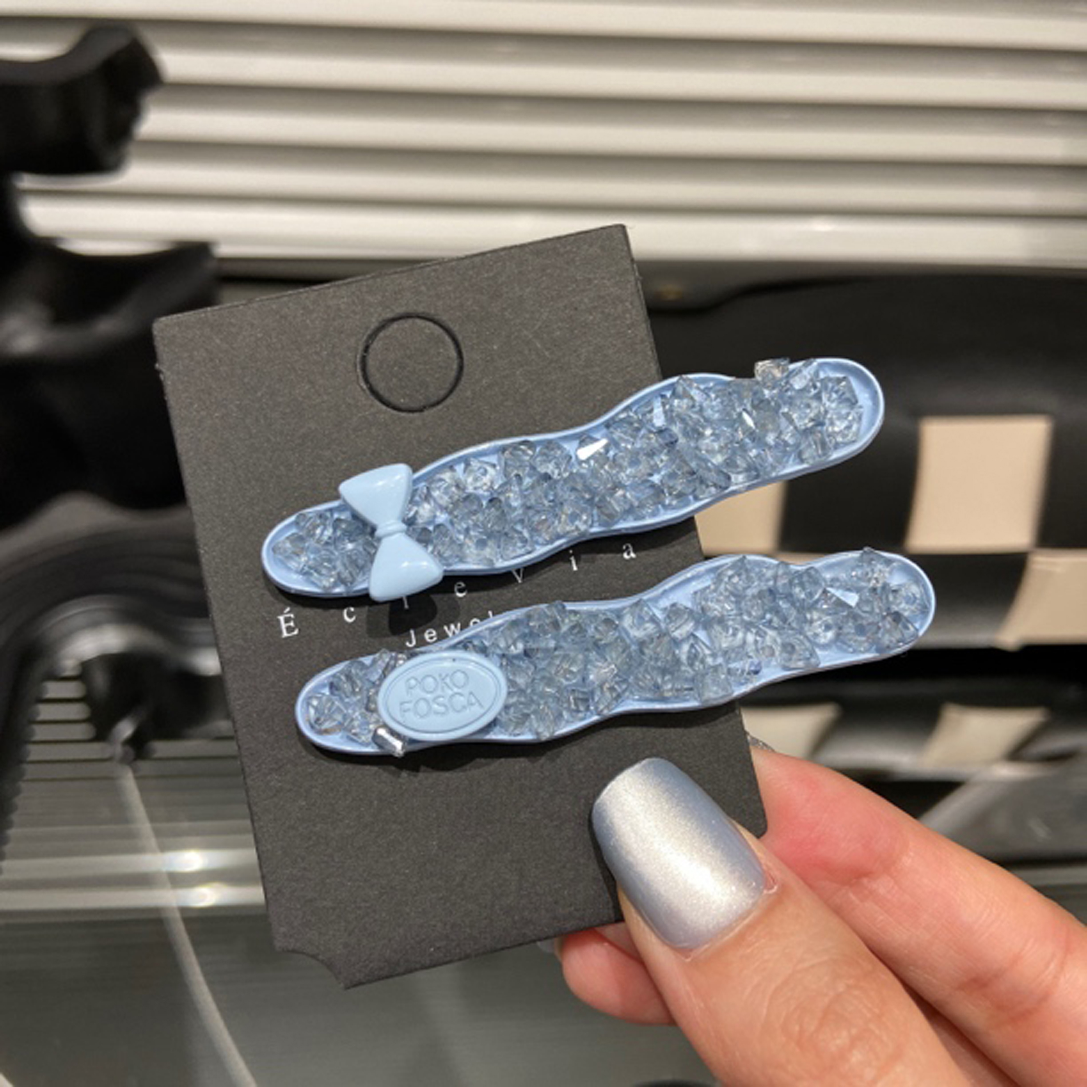 E4195两只装 韩国新款减龄碎钻不规则波浪鸭嘴夹水钻刘海对夹边夹