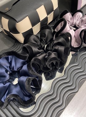 E5057赵露思同款升级版缎面丝绒花边花苞大肠圈盘发丸子发圈气质