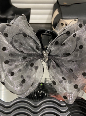 E4551原创波点蝴蝶结大抓夹13cm 欧根纱春夏新款盘发小众后脑勺女