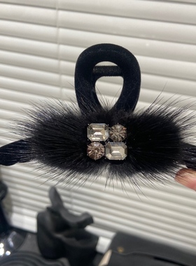 气质水貂毛植绒抓夹网夹大号发量多秋冬12cm抓夹ins轻奢E2717