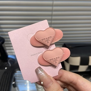 少女腮红爱心边夹合金滴釉韩系粉娇俏甜美显白时尚 碎发夹子E2165