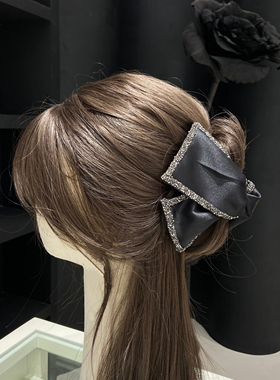 E3436 气质复古高级感缎面蝴蝶结抓夹韩系水钻后脑勺鲨鱼夹抓夹