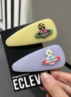 A0057 韩国彩色闪钻土星三角形边夹鸭嘴夹小众个性女边夹甜酷发卡