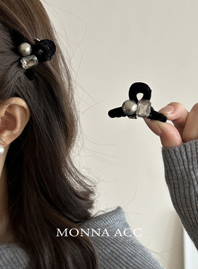 秋冬气质方形珠珠迷你刘海夹两只装立体百搭颅顶高侧抓夹女E2475