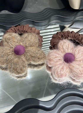 E5169 韩国毛线可爱小花朵发圈秋冬面膜圈发绳丸子头皮筋发饰头绳