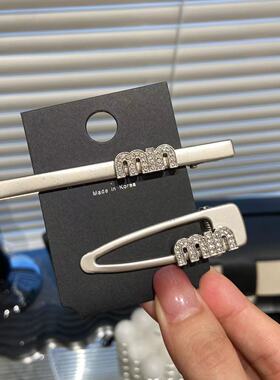 冷淡风银色MIN字母刘海合金长夹小众时尚碎发夹高级一字夹E1262