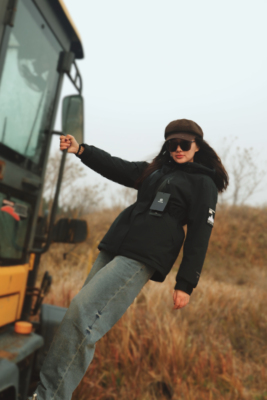 石头家三防2025秋冬新款工装收腰羽绒鹅服外套