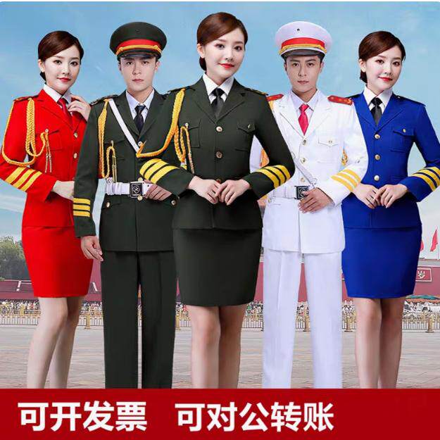 出租仪仗队演出服男女鼓乐队服装礼服红歌升旗手红歌合唱团表演