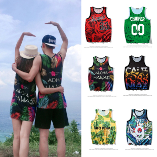 运动旅游旅行背心美式球衣宽松篮球服训练服健身休闲无袖网眼网孔