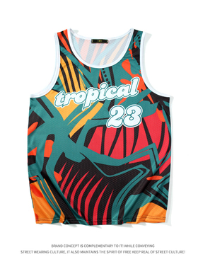 美式热带雨林系列夸张涂鸦配色篮球服球衣23号训练背心轻薄透气