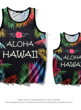 亲子篮球服球衣海边度假背心童背心母女装背心一家三口四口夏季