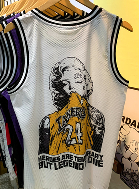 纪念致敬24号美式梦娜背心宽松篮球服健身训练服运动无袖网眼网孔