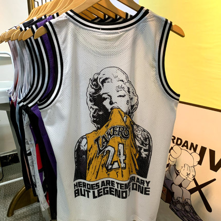 纪念致敬24号美式梦娜背心宽松篮球服健身训练服运动无袖网眼网孔