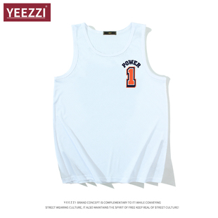 美式篮球服定制夏1号白色速干透气运动健身国潮网眼篮球印花背心