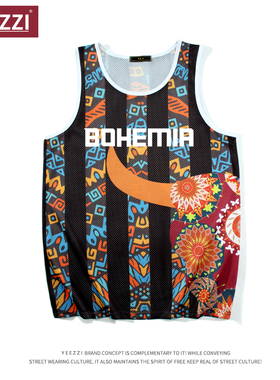 YEEZZI 美式背心篮球服美式窄肩篮球服夏季速干橙色篮球服风设计