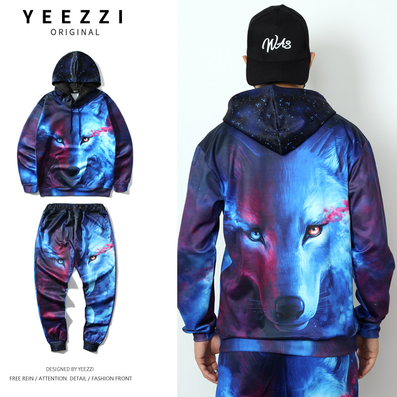 情侣卫衣男连帽春秋冬宽松潮流网红3D狐狸狼ins男士套装休闲外套,男装,休闲运动套装,淘宝优惠券,粉丝福利购,淘宝优惠卷