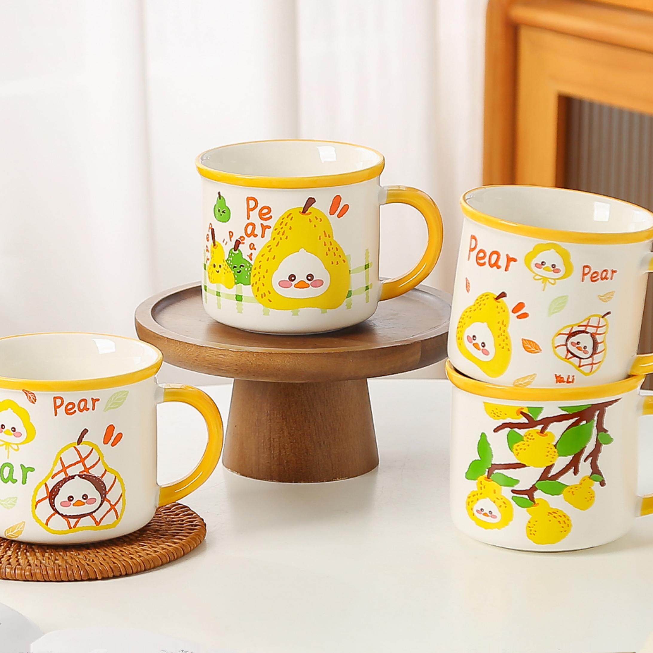 可定制清新可爱水果马克杯带把手卡通杯子 儿童陶瓷水杯