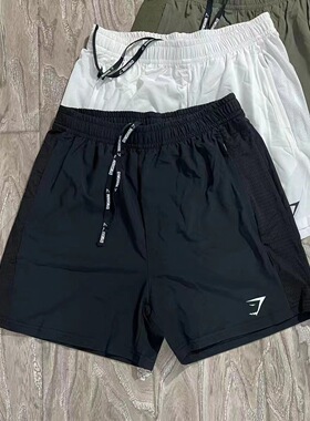 夫仔同款gymshark速干拉链短裤健身运动训练男三四分裤子GYM鲨鱼