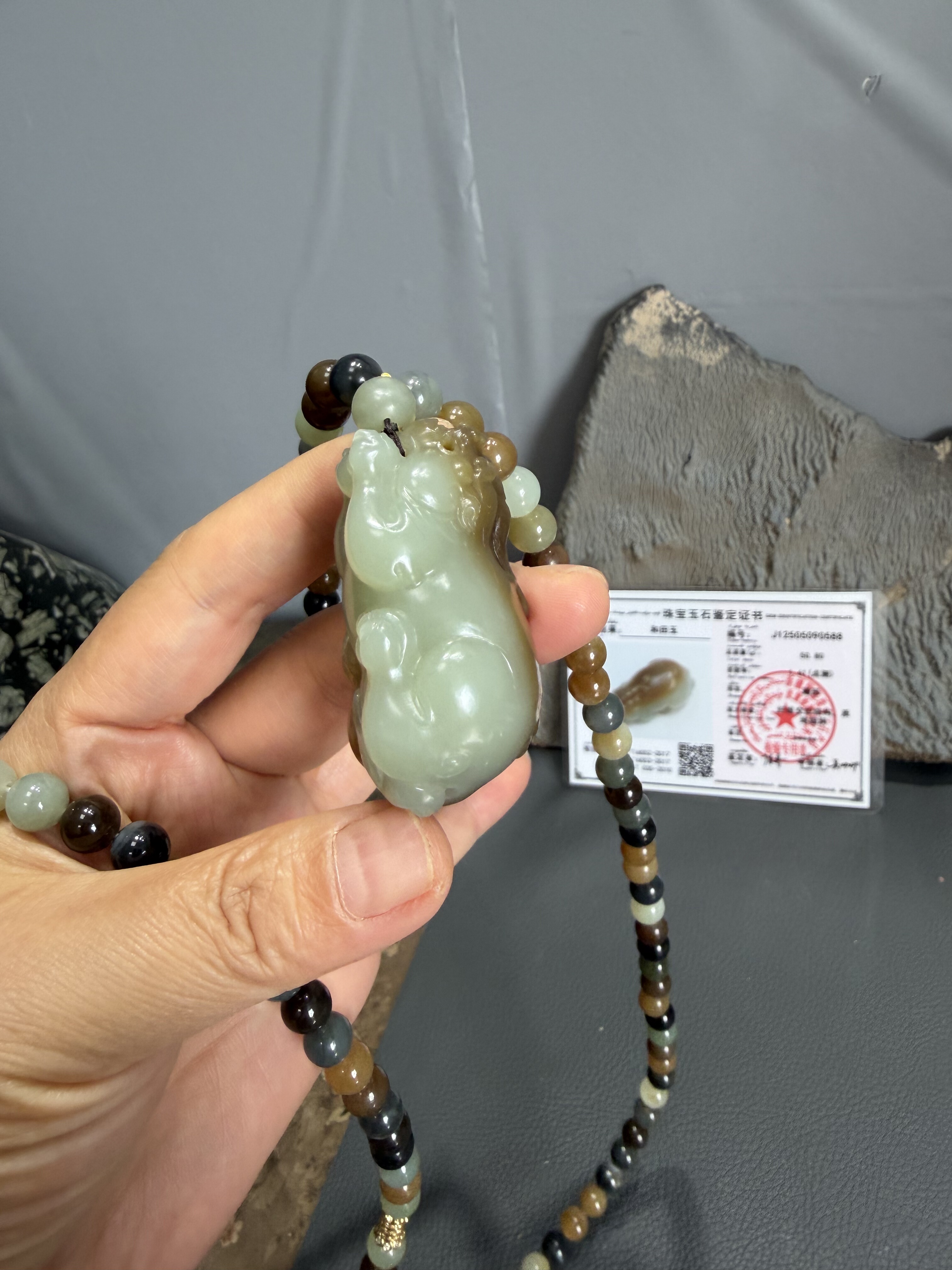 新疆且末糖青白玉貔貅吊坠挂件手办礼物玉质细腻783号