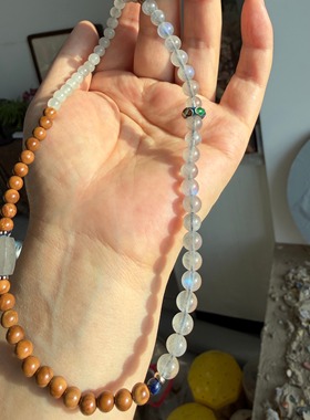 原创设计款天然和田玉蓝月光串珠手链个性小众高级感手串553号