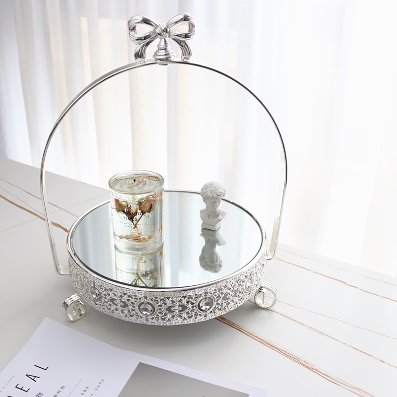 香薰化妆品托盘摆件下午茶糕点盘蜡烛收纳盘婚礼甜品台镜面展示架