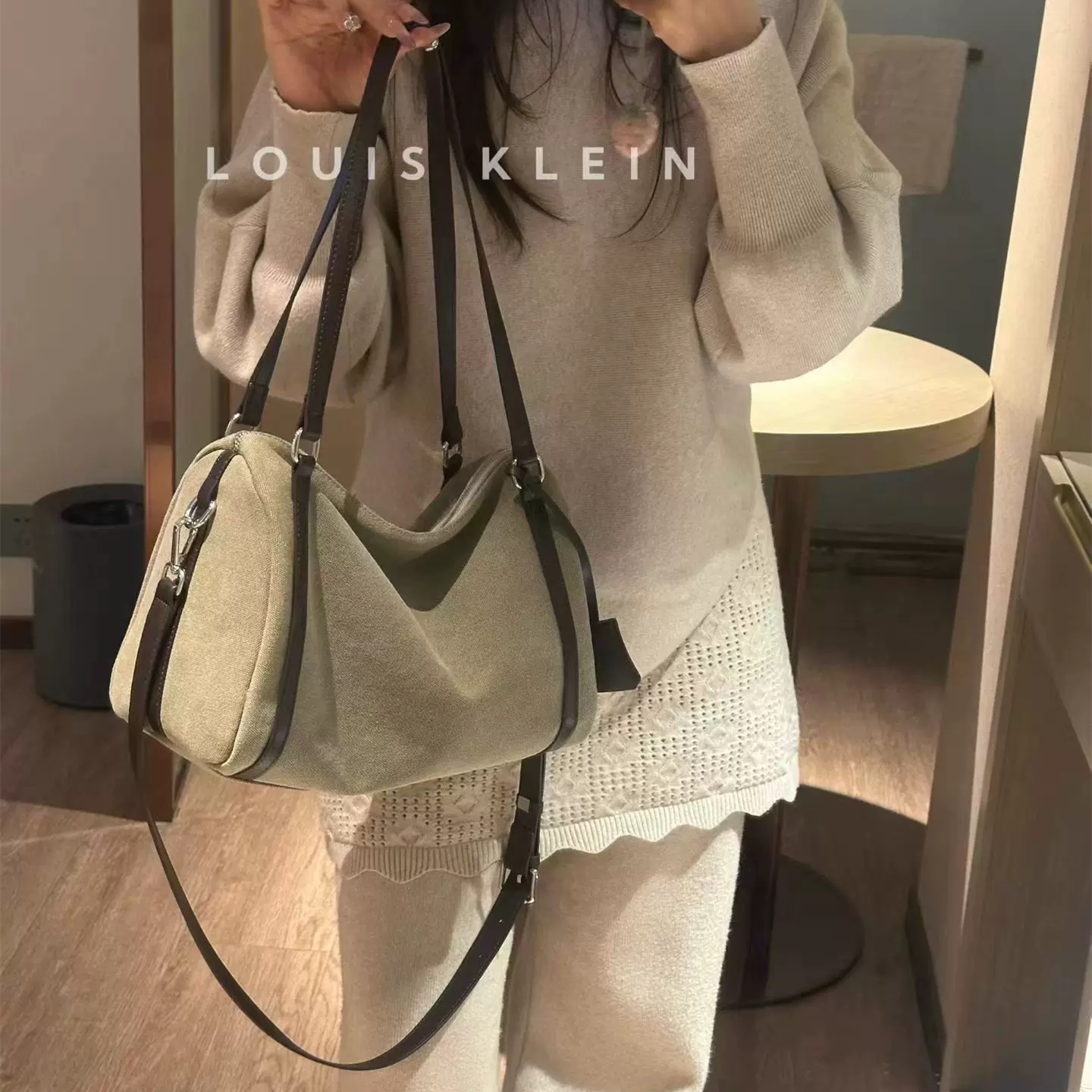 慵懒风帆布包女大容量通勤托特包休闲单肩斜挎包复古枕头包女包潮