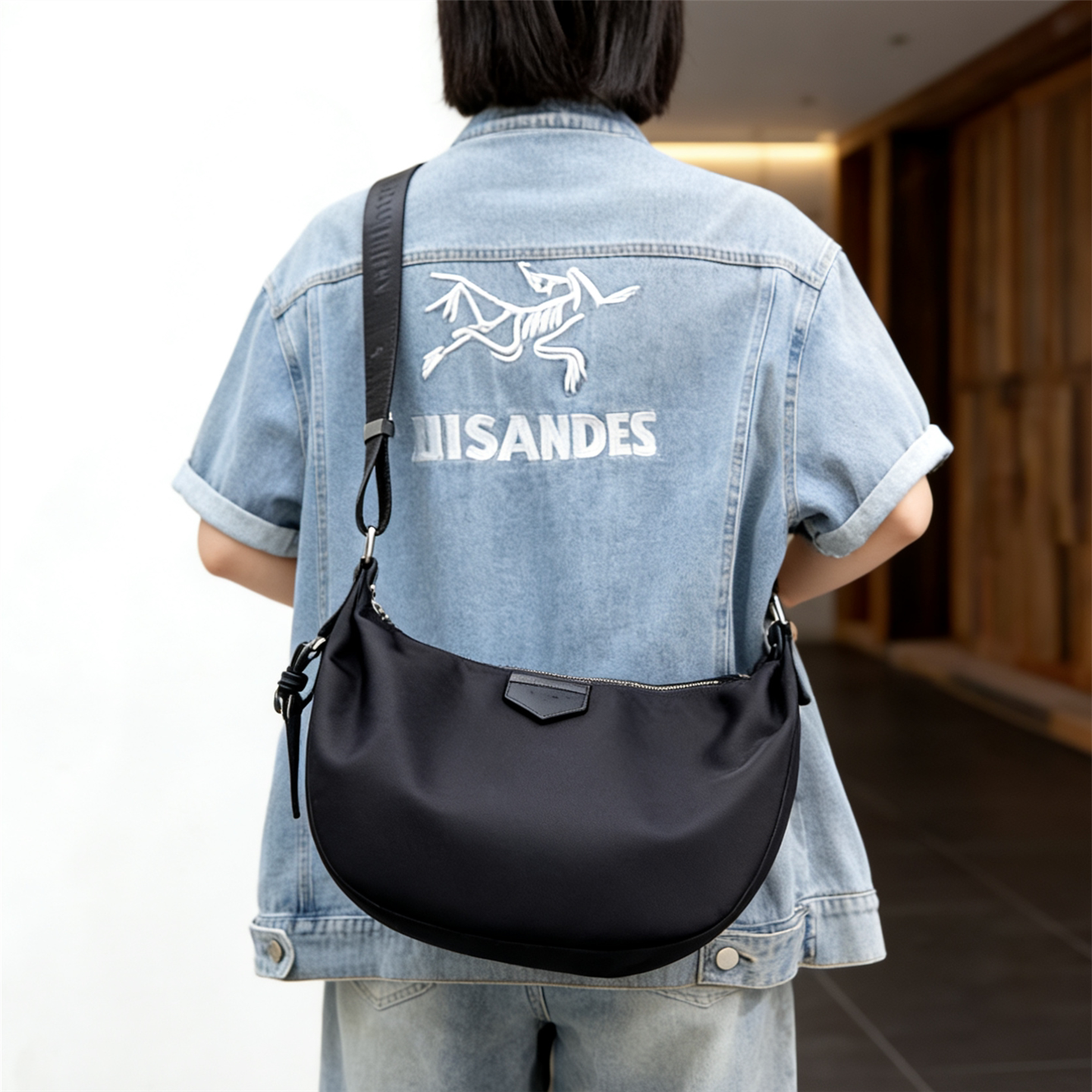 2026新款尼龙布饺子包女简约纯色慵懒风大容量学生单肩包韩版斜挎