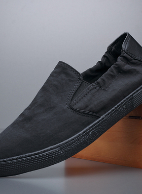 新款男鞋帆布鞋一脚蹬雨伞布透气休闲鞋舒适休闲百搭男潮鞋20106