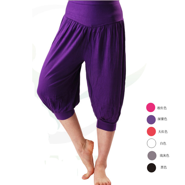 新款莫代尔宽松7分灯笼裤瑜伽短裤 太极练功裤子广场舞蹈裤七分裤,运动/瑜伽/健身/球迷用品,瑜伽中/短裤,淘宝优惠券,粉丝福利购,淘宝优惠卷