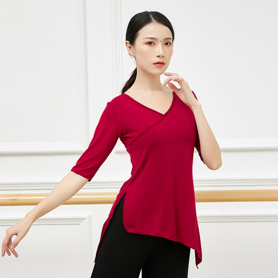 新款鱼尾古典中袖莫代尔现代舞服