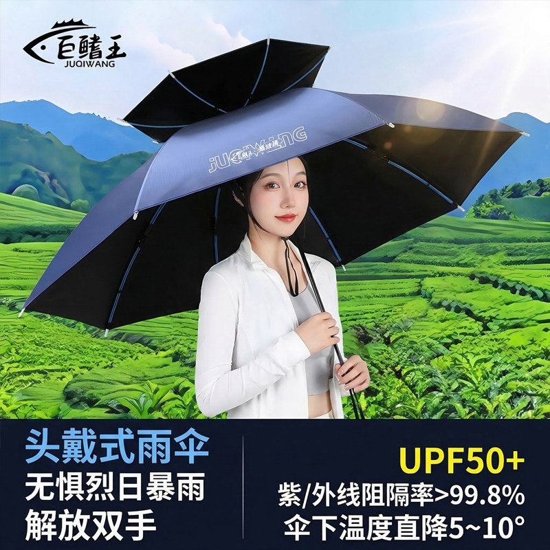伞帽头戴式雨伞户外2026新款钓鱼伞遮阳伞便携式折叠斗笠头顶伞帽