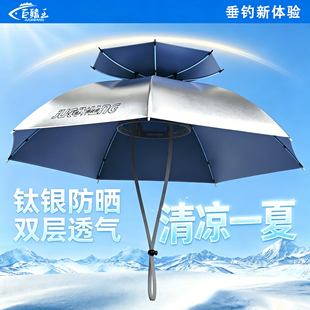 头戴式伞帽钓鱼专用雨伞斗笠折叠头顶伞帽双层大号遮阳防晒帽子伞