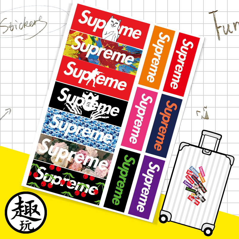 ¸öÐÔ³±ÅÆsupreme»¬°åÂÃÐÐÏäÀ¸ËÏä±Ê¼Ç±¾µçÄÔÅÔ»úÏä·ÀË®ÌùÖ½92