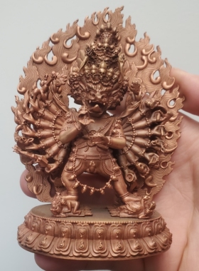 尼泊尔工艺纯铜单身大威德金刚护法独勇佛像摆件佛堂供奉车载摆件