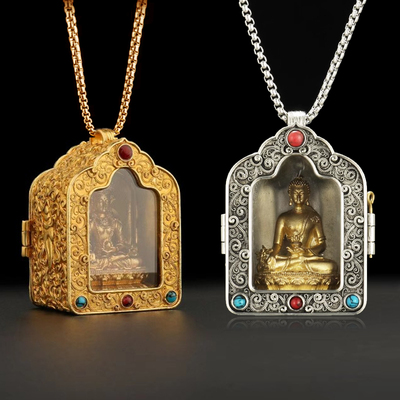 随身佛嘎乌盒黄铜鎏金可打开平安