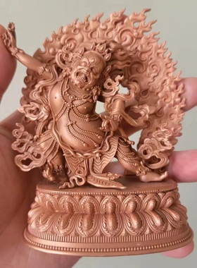 尼泊尔工艺紫铜二臂金刚手菩萨佛像摆件藏传护法神像供奉10公分