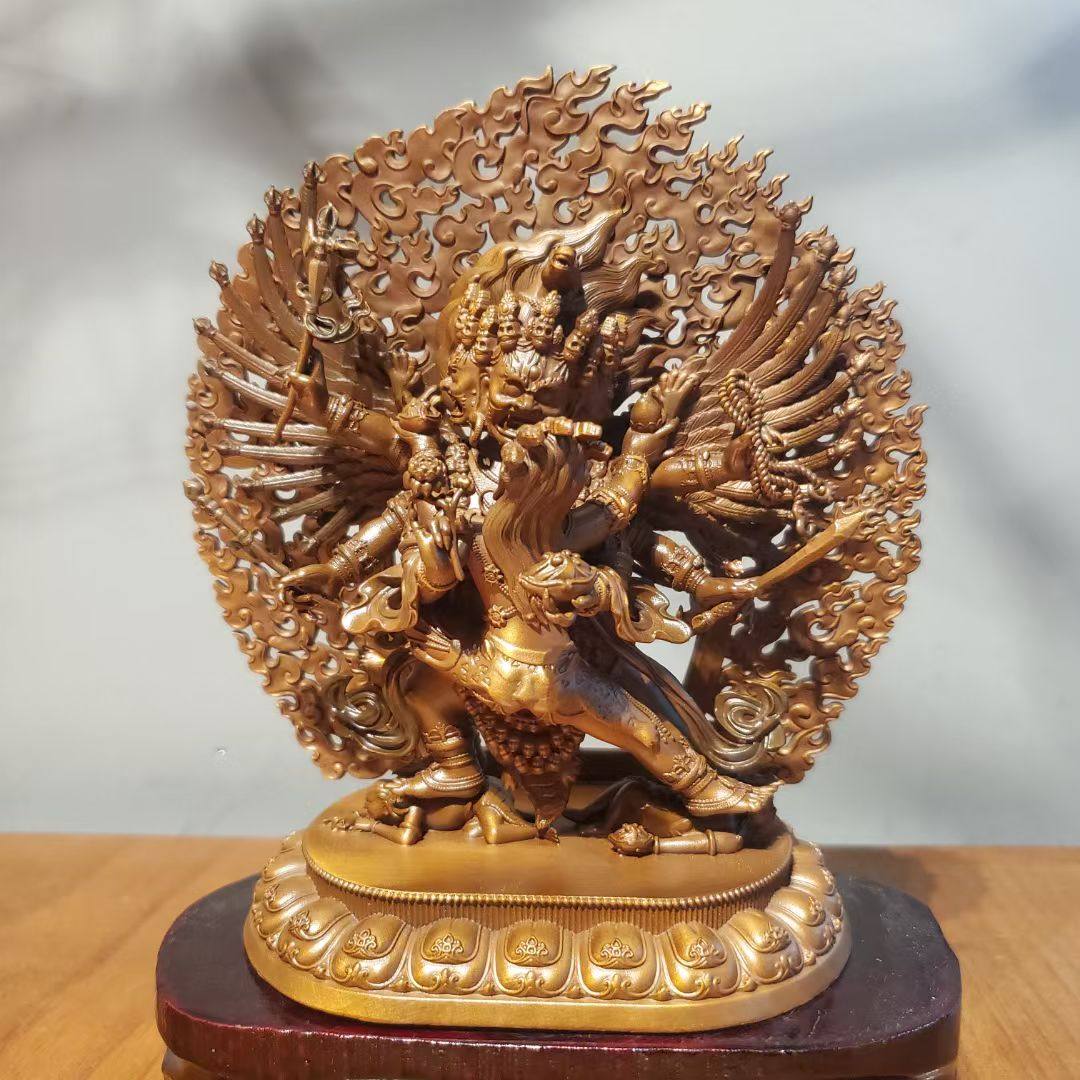 尼泊尔工艺纯铜马头明王马头金刚旦增5寸藏传密佛堂供奉摆件佛像