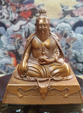 尼泊尔工艺藏传纯铜唐东杰布大师藏戏鼻祖桥梁大师家居公分紫摆件