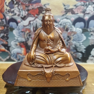 尼泊尔工艺藏传纯铜唐东杰布大师藏戏鼻祖桥梁大师家居公分紫摆件