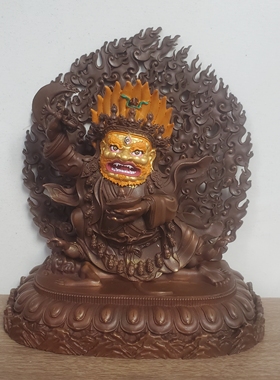 尼泊尔工艺纯铜开脸二臂玛哈嘎拉大黑天财神佛像藏传小佛像摆件